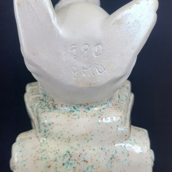 Vintage Painted Ceramic Easter Bunny Pulling Cart Easter Planter Spring Easter - Picture 7 of 10